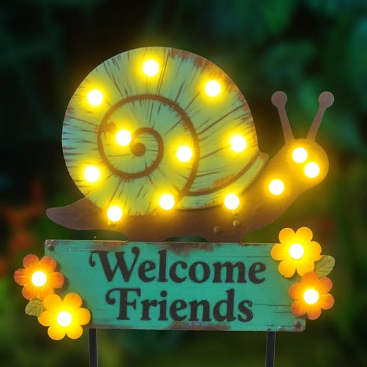 43.3" Tall Garden Stakes with Garden Signs Decorative Outdoor, Snail Solar Landscape Lights Outdoor Yard Decorations for Outside Patio Porch Birthday Gardening Mothers Day Gifts for Mom