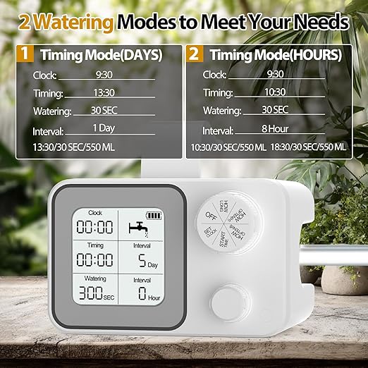 Automatic Indoor Plant Waterer for 15 Potted Plants, Auto Drip Irrigation System Vacation Plant Self Watering Devices with 30-Day Digital Programmable Water Timer