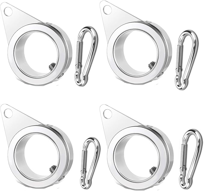 Anovo 1.25" Flag Pole Rings, Flagpole Rings Aluminum Alloy 360° Rotating Anti Wrap Flag Mounting Spinning Ring Clips for 1.02-1.25 Inch Diameter Flagpole (1.25 Inch -Pack of 4, Matte Silver)