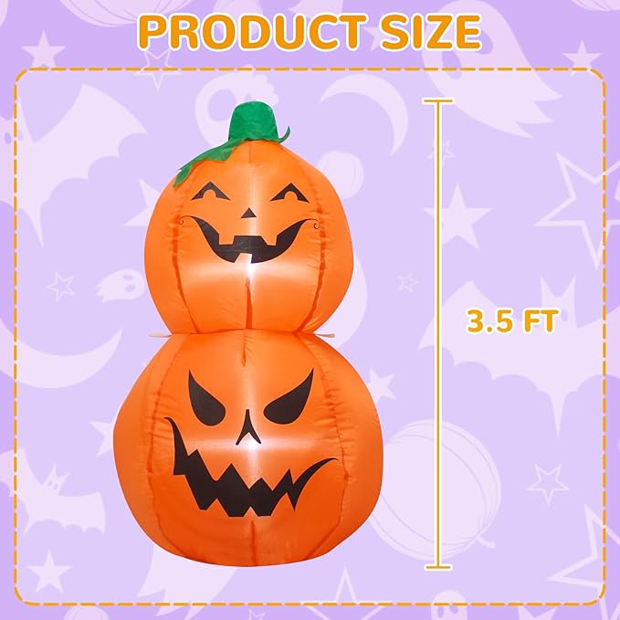 TRMESIA 3.5feet Halloween Pumpkin Decorations with Lights：Halloween Decorations Indoor Outdoor Inflatables Pumpkin Combo Blow Up Inflatables for Yard Garden