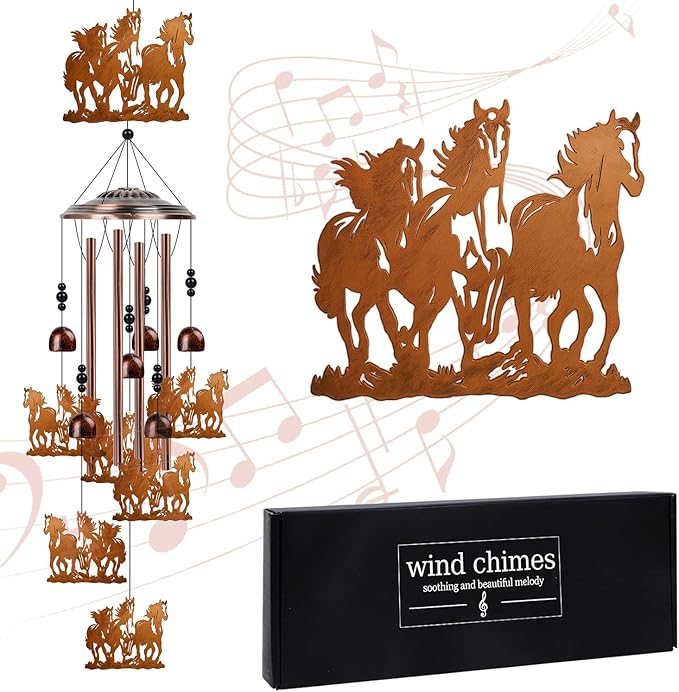 Horse Gifts Wind Chimes for Outside - Luvsweets Horse Lovers Gifts for Women Men, Metal Memorial Wind Chimes for Outdoor Garden Yard Porch Decor, Birthday Housewarming Christmas