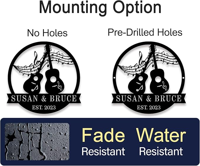 Custom Guitar Sign, Musician Gifts,Personalized Metal Guitar Sign,Guitar Lovers Gifts,Custom Guitar Decor