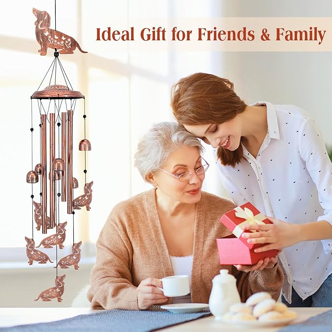 Dachshund Dog Wind Chimes for Outside,Dog Gifts for Women Men/Memorial Gift/Sympathy Gift/Birthday Gifts Metal windchimes Outdoors/Indoors,Garden Decor,Patio,Home,Porch,Yard Decorations