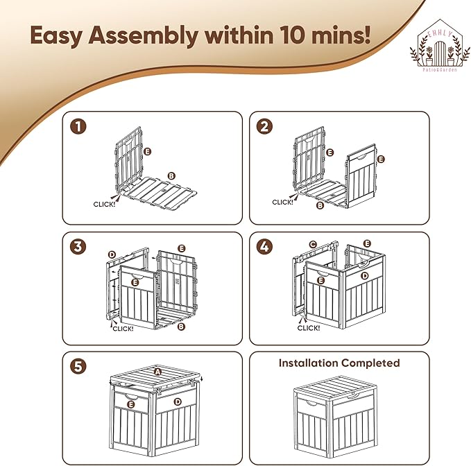 EHHLY 33 Gallon Deck Box, Small Outdoor Storage Box Waterproof, Lockable Secure Package Bin Delivery Box for Outside Front Porch, Patio Cushions Storage Box, Delivery Driver Snack Box for Porch, Grey