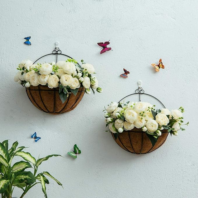 NUPTIO 2 Pcs Wall Hanging Planter Basket 12 inch Hanging Baskets for Plants, Hanging Planters Outdoor, Hanging Basket for Garden Decorations