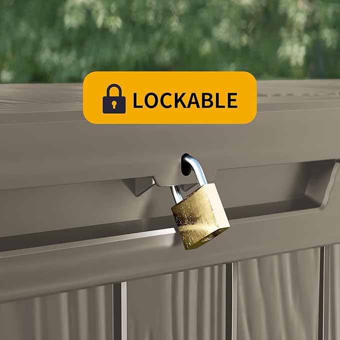 320 Gallon Outdoor Storage Box Waterproof Lockable Resin Deck Box Large, Patio Storage Bin for Pool Accessories Cushion Furniture, Garden Tools, UV-Resistant Outside Delivery Grey