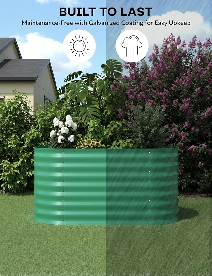 4x2x2ft Galvanized Raised Garden Bed, Durable Outdoor Planter Box, Spacious Raised Bed Ideal for Growing Vegetables, Fruits, and Flowers, Easy Assembly, Green