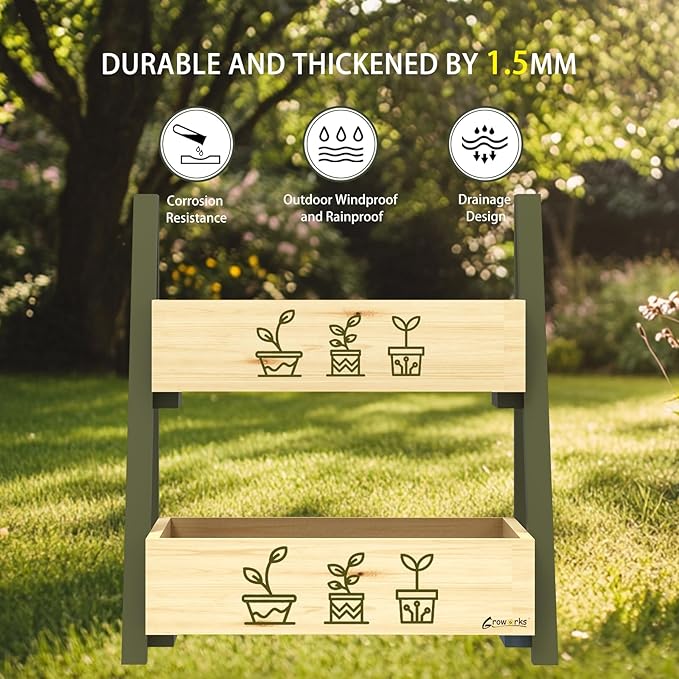 Raised Garden Bed Outdoor, Cedar Wooden Kids Planter Boxes, 24”L x 11.5”W x26.5”H Raised Planter Box with Legs for Backyard, Patio, Balcony with Bed Liner (Natural)