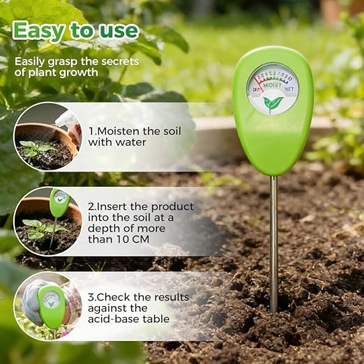 Soil Moisture Meter for Plants, No Battery Plant Moisture Tester with Hygrometer Dial, Water Monitor for Indoor Outdoor Plants, Garden, Potted Plants, Lawn (1pcs)