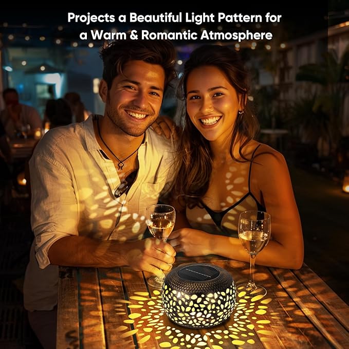 Solar Lanterns Waterproof Outdoor Decor: 2 Pack Hollow Out Retro Metal Solar Lights, Unique Gardening Gifts for Women Mom, Outside Garden Yard Porch Lawn Indoor Tabletop Decorations, 2 Lighting Colors