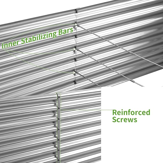 Land Guard 2 Pack 6×3×2 ft Galvanized Metal Raised Garden Bed, 2FT Deep Root Elevated Planter Box Steel Large Vegetable Flower Bed Kit, Silver