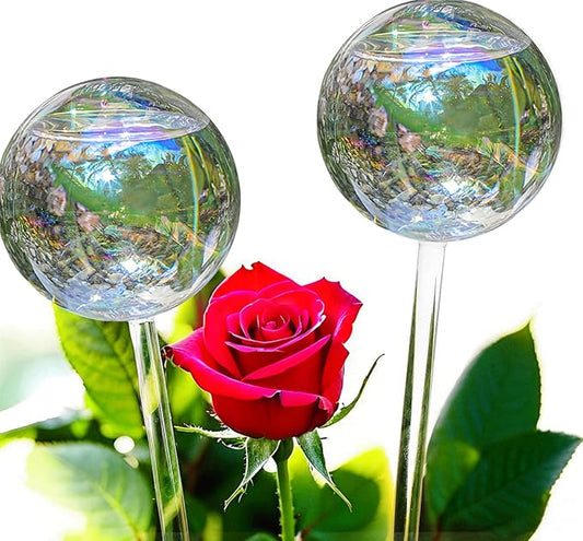 2 Pack 13 oz Extra Large Iridescent Rainbow Glass Plant Watering Globes, Self Watering Globes for Indoor Potted Plants, Automatic Plant Waterer Indoor, Vacation Plant Watering Devices