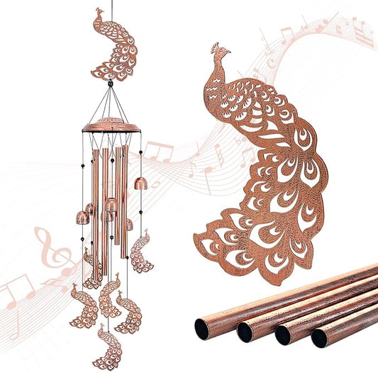 Peacock Wind Chimes for Outside,Peacock Gifts for Women/Men/Sympathy Gift/Memorial Gifts/Birthday Festival Metal windchimes Outdoors/Indoors,Patio,Garden Decor,Home,Porch,Yard