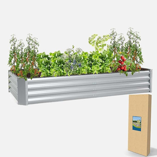 porayhut 6'x3' Raised Garden Bed Kit Easy Set-up Planter Box for Vegetable Fruit,Metal Galvanized Large Size Raised Bed