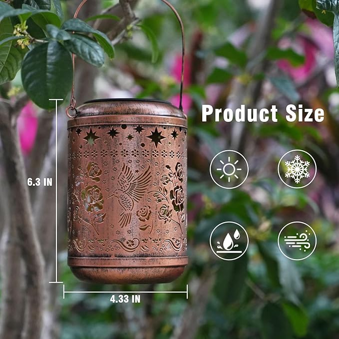 Birthday Gifts for Women Mom Grandma Solar Lanterns Outdoor Waterproof Hummingbird Garden Decor for Outside Gardening Gifts for Women Solar Metal Decoration for Yard, Patio,Backyard,Porch