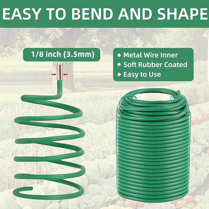 QenFree Garden Wire, 66FT Soft Plants Ties, 3.5mm Flexible Garden Ties for Climbing Plants, Vines Plant, Tomatoes, Flowers, Roses Plant Support