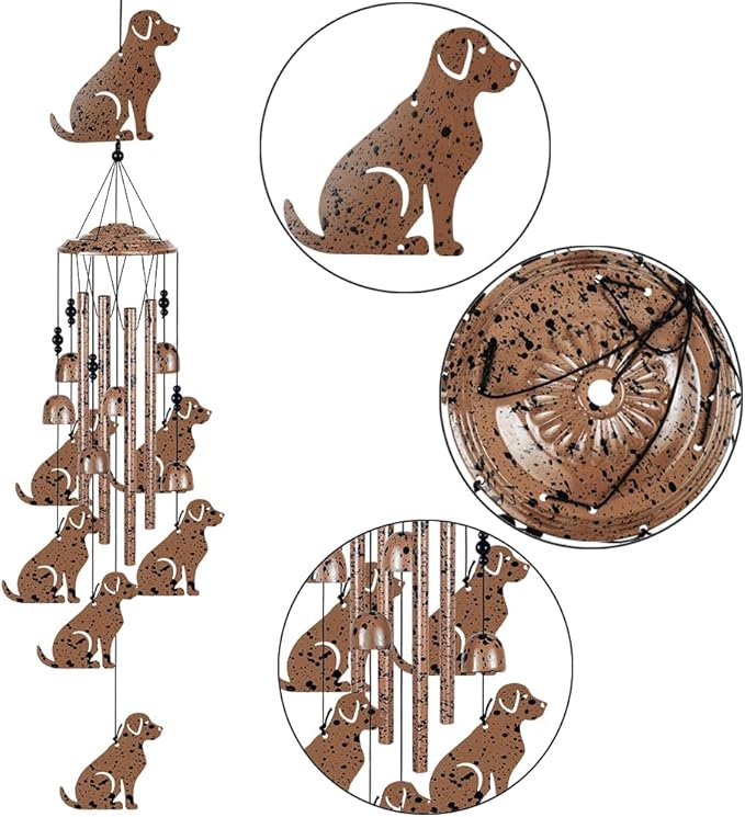 37" Dogs Wind Chimes for Garden,Home,Balcony,Yard,Outdoor Decor, Sympathy Wind Chimes, Dog Chimes, Dog Ornament, Wind Catcher, Blessing Wind Bell, for Mom,Grandma,Family,Women,Friend