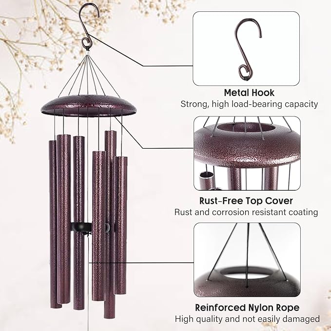 ASTARIN 36" Large Deep Tone Personalized Sympathy Wind Chimes, Memorial Wind Chime for Loss of Mother Father Loved One, Hummingbird Bereavement Gifts Decor Outdoor Patio Garden Graveyard