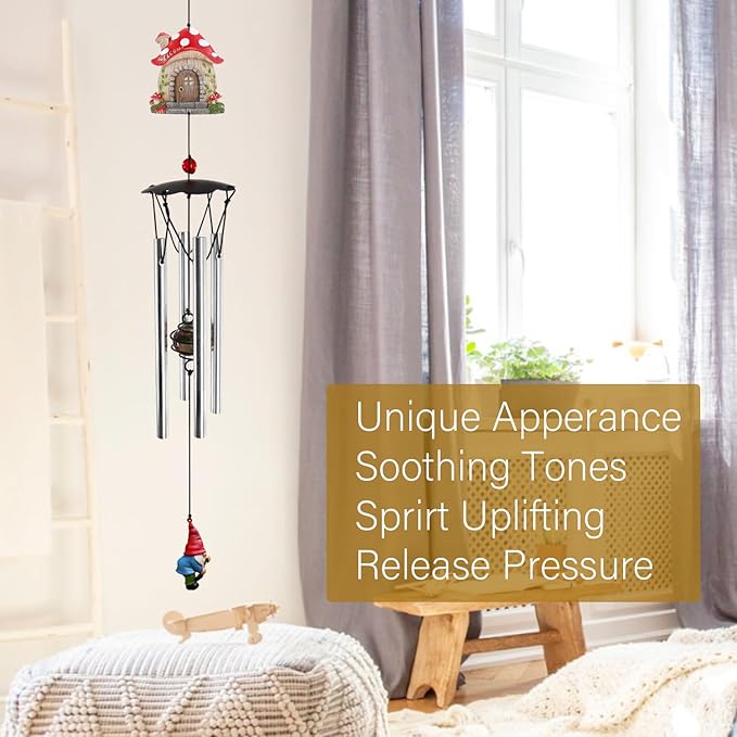 Wind Chimes for Outside 24" Mushroom Wind Chimes Outdoor Home Patio Garden Decor Windchimes Outdoors Gift Ideas for Women Mom Grandma Sisters