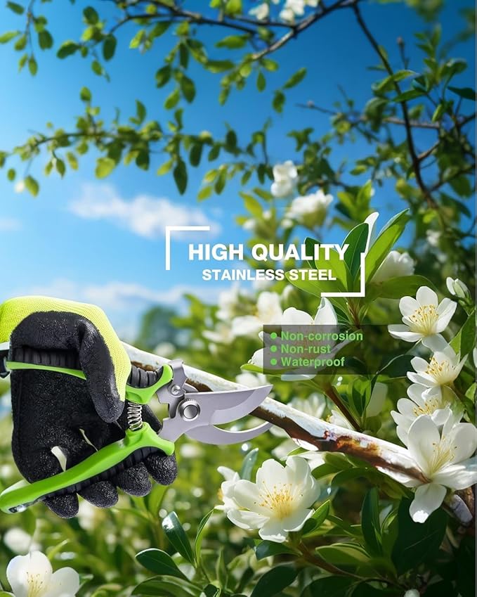 AUDCALIGHT 4-Pack Bypass Pruning Shears, Titanium Steel Blade,With Gardening Gloves,Shears Stainless, Ergonomic Hand Pruning Shears for Trees, Plants (Shears Gardening Tool Kit)