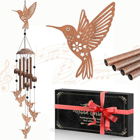 Hummingbird Wind Chimes for Outdoors Hanging Metal Windchime for Women/Men, Garden Wind Chime Patio,Yard Decor Thanksgiving Gifts for Mom Bird Lover