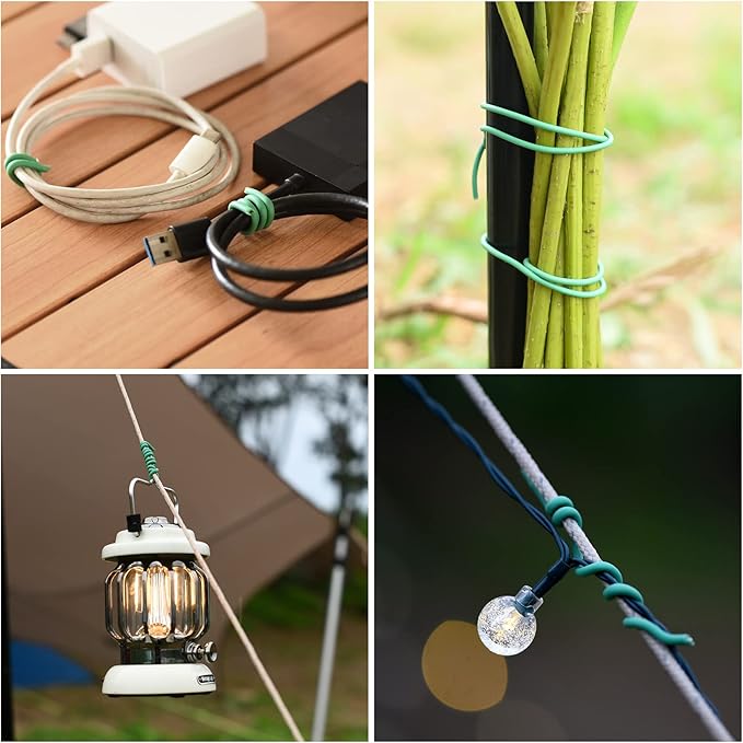 TELENT OUTDOORS 80 Feet Green Plant Twist Ties, Soft Plant ties for Support with 20 PCS Clips, Gardening Supplies for Plants Office Home Organization 3mm Diameter