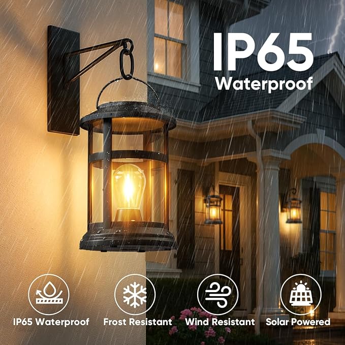 Solar Lanterns Outdoor Waterproof: 6 Pack Hanging Solar Lights for Outside Patio Porch Garden Tabletop Decor - Bright LED Warm White Solar Powered Lighting - 2025 Gardening Lovers Mom Gifts
