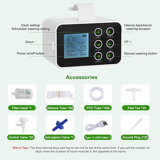 Upgrade Auto Plant Watering Devices Indoor, Plant Waterer for 20 Potted Plants, Houseplant Watering System, Up to 30-Day Programmable Water Timer, Automatic Drip Irrigation Kit for Vacation