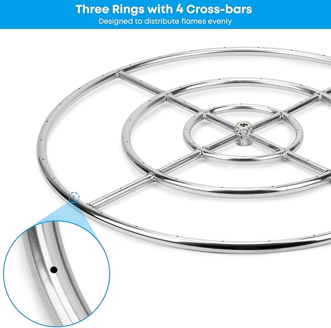 Stanbroil LP Propane Gas Fire Pit Stainless Steel Burner Ring Installation Kit, 30-inch