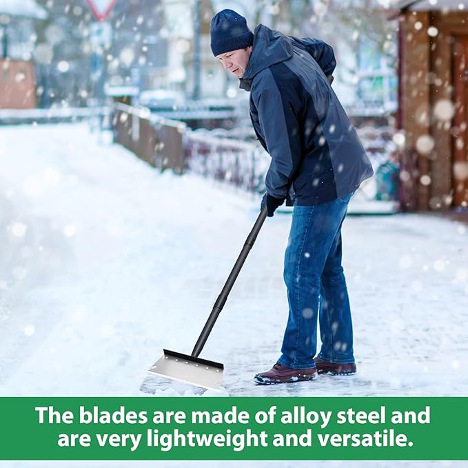 Pragmatist Garden Shovel, Ice Scraper, Multifunctional Cleaning Shovel with 59" Adjustable Handle Heavy Duty Garden Tool for Lawn Edging, Scraping, Weed and Ice Removal