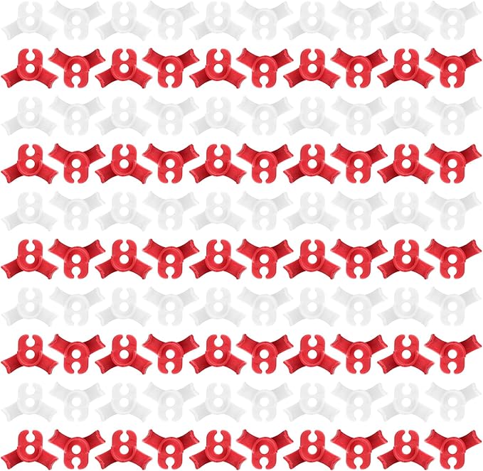 TNJPSEK 100 Pcs Plant LST Cilps, Low-Stress Plant Training Clips, Reusable 90-Degree Bendable Clips to Bend for Tomatoes Cucumbers Beans Climbing Plants in Indoor Outdoor Gardens (Red & White)