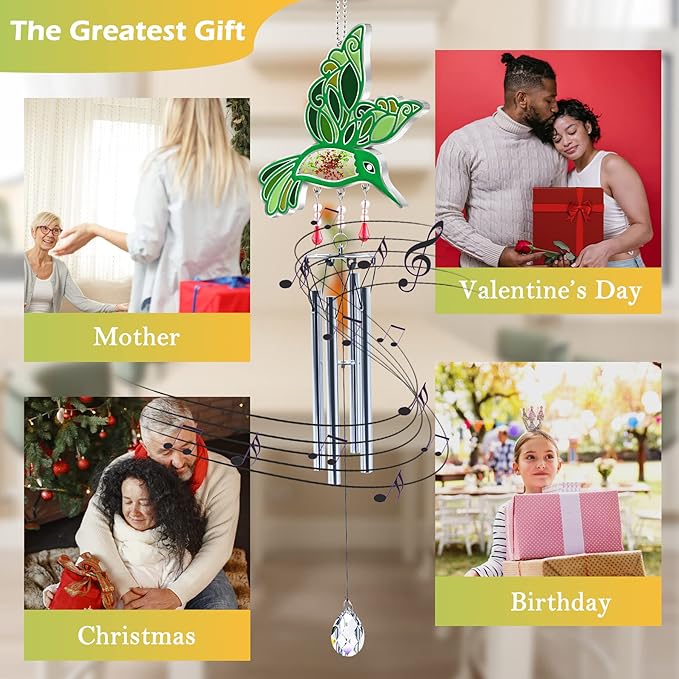 Memorial Wind Chimes Hummingbird Wind Spinner, Sympathy Wind Chimes for Loss of Loved One Prime Bereavement Sympathy Memorial Gift for Loss of Mother Father Husband Condolence Remembrance