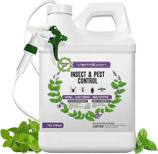 VermExon Peppermint Oil Insect & Pest Control Spray – 128oz Natural Plant-Based Bug Killer for Spiders, Ants, Flies, and Other Insects, Safe for Home & Kitchen Use