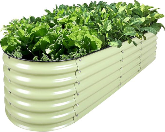 Olle Galvanized Raised Garden Bed Elevated Raised Garden Bed Metal 17" Tall 12-in-1 Grow Herbs and Vegetables Home Garden for Outdoor Backyard, Sage Green 17" Tall