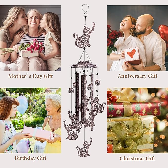 YHmall Wind Chimes for Outside, 35" Memorial Windchimes Outdoors Cat Gifts for Women, Mom, Patio Porch Garden Decor