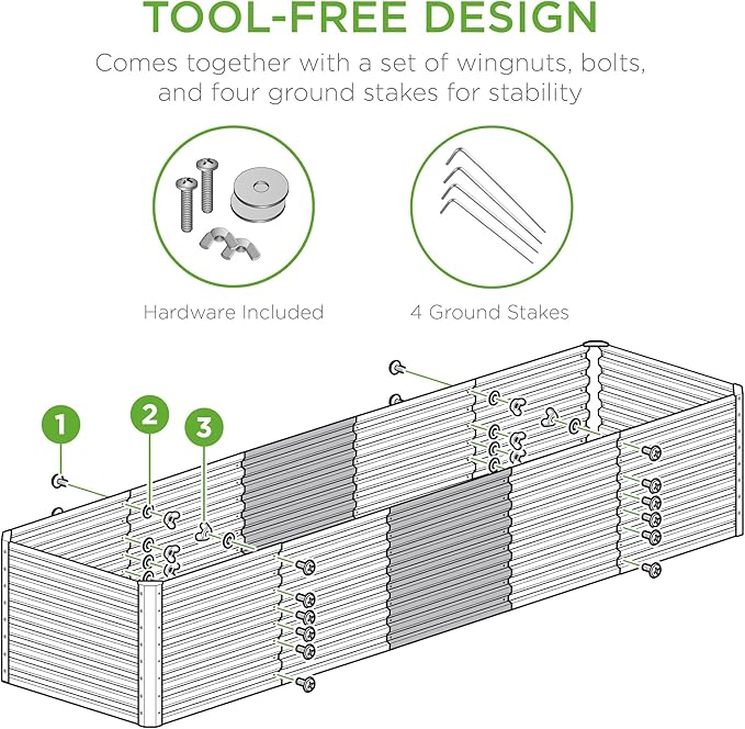 Best Choice Products 8x2x2ft Raised Outdoor Metal Garden Bed, Rectangular Planter Box for Herbs, Flowers, and Deep Root Vegetables w/ 240 Gallon Capacity - Galvanized