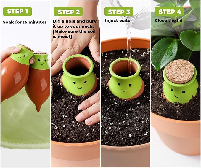 KGZZIZI 4 Pcs Self Watering Terracotta Globes. Large Olla Planter Inserts. Plant Lover Gifts
