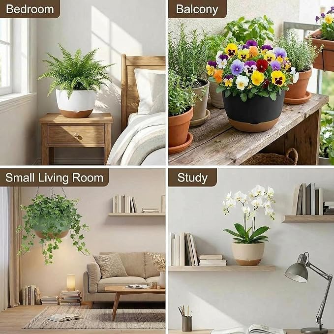 2 Pack 10 Inch Hanging Planters for Indoor Outdoor Plants, Plastic Hanging Basket Flower Plant Pots, Plant Self Watering Pot with Drainage Holes and Saucers for Garden Home (Deep Gray)
