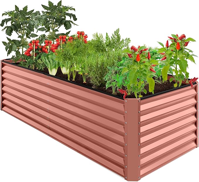 Best Choice Products 8x4x2ft Outdoor Metal Raised Garden Bed, Deep Root Planter Box for Vegetables, Flowers, Herbs, and Succulents w/ 478 Gallon Capacity - Terracotta