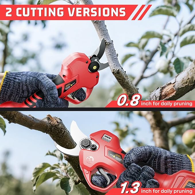 uoeos Electric Pruning Shears for Gardening,Garden Shears Cutter 0.5 Second Shear Speed 0.8-1.4"Cutting Diameter Brushless Trimming Branch,Pruning Shears with 6000 Cuts of 2 Rechargeable Battery
