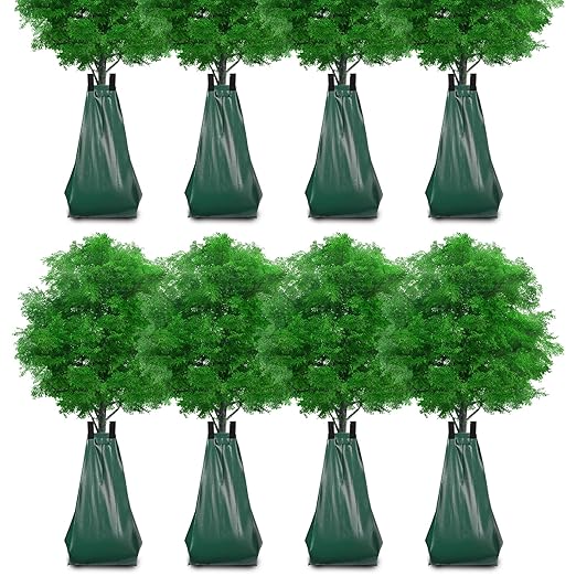 Tree Watering Bags 20 Gallon – Slow Release Drip Irrigation for Trees, PVC Tree Watering Bag for New & Established Trees, Deep Watering in 5–8 Hours, Ideal for Fruit Trees & Young Saplings (8 Pack)