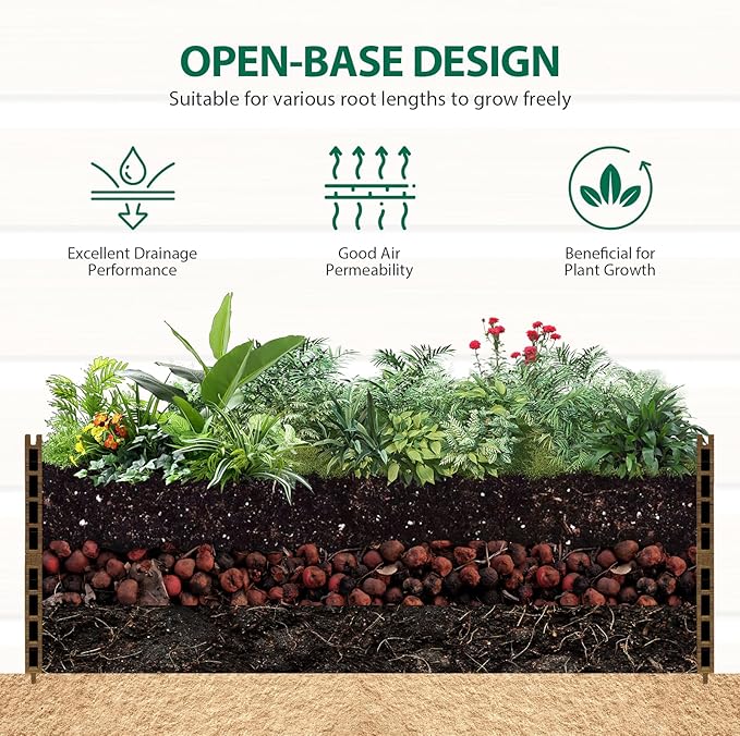 Elevated Wooden Raised Garden Planter - 3-Tier Outdoor Flower & Vegetable Box for Patio, Backyard, or Garden - Durable, Weather-Resistant Design - 47.2" x 21.7" x 18.1" (Brown)