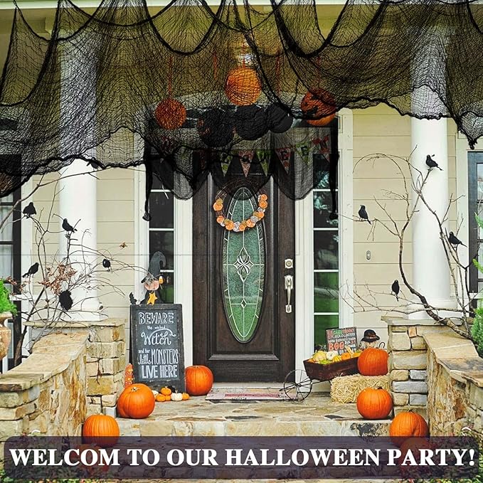 ZeeDix 6 Pack Black Halloween Creepy Cloth 30X75 Inch - Halloween Cheesecloth Decoration Spooky Scary Gauze Black Cheese Cloth for Party Supplies Outdoor Yard Home Wall Doorway