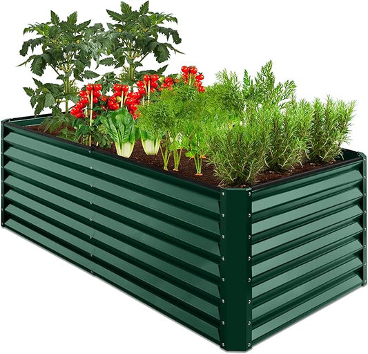 Best Choice Products 6x3x2ft Outdoor Metal Raised Garden Bed, Deep Root Box Planter for Vegetables, Flowers, Herbs, and Succulents w/ 269 Gallon Capacity - Dark Green