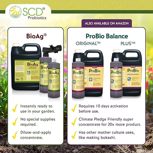 SCD BioAg – Organic Farm and Garden Soil Microbes, Compost Starter with 12 Probiotic Strains, Live Super Concentrate of Liquid Microorganisms, Chemical-Free Soil Amendment, by SCD Probiotics (1 Liter)
