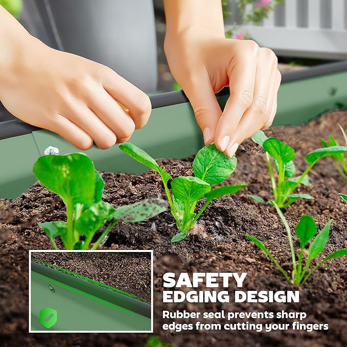 Outsunny 2PCS Galvanized Raised Garden Bed, 7' x 3' x 1' Raised Beds for Gardening with Plant Support Stakes, Rubber Strap Edging and Gloves, Metal Planter Box for Vegetables, Flowers, Green