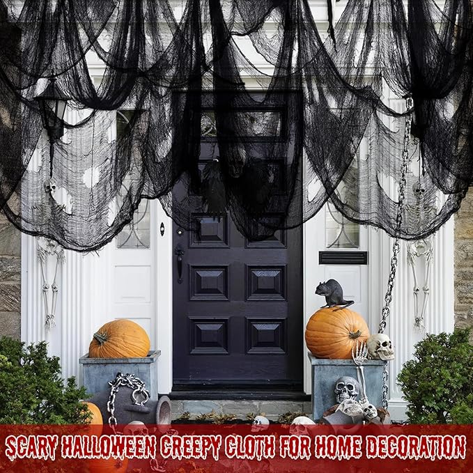 ZeeDix Halloween Black Creepy Cloth 79 x 800in Giant Spooky Cheesecloth Scary Gauze Cloth for Halloween Party Supplies Haunted Houses Decoration Outdoor Yard Home Wall Doorways Decor