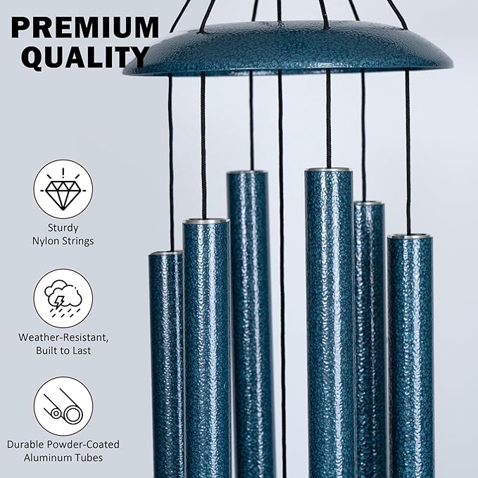 Wind Chimes for Outside Deep Tone - 38'' Wind Chimes Outdoor Clearance, Deep Tone, Windchimes Outdoors, Memorial Gift, Sympathy Gift, Garden Patio, Home Décor, Blue