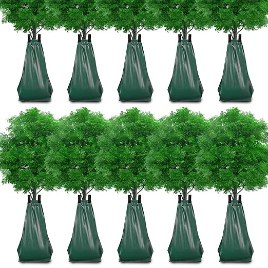 Tree Watering Bags 20 Gallon – Slow Release Drip Irrigation for Trees, PVC Tree Watering Bag for New & Established Trees, Deep Watering in 5–8 Hours, Ideal for Fruit Trees & Young Saplings (10 Pack)