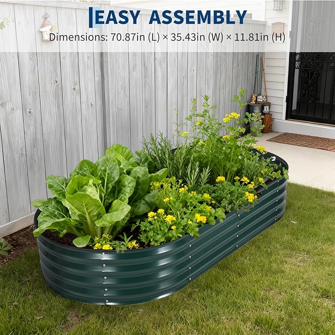 Galvanized Raised Garden Bed Kit with Cover Heavy-Duty Modular Metal Planter Raised Beds for Vegetables with Tool-Assisted Simple Assembly, Reinforced Panels & Optimal Drainage